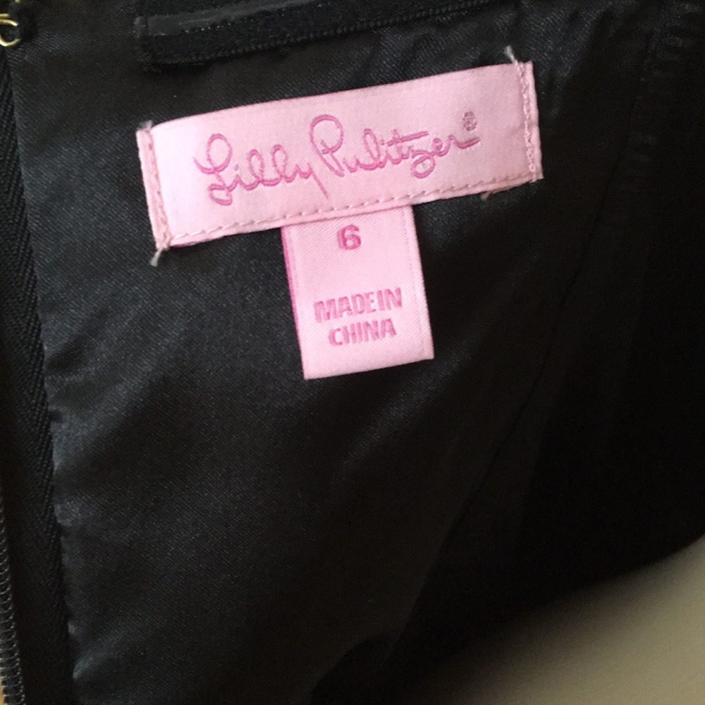 NWT Lilly Pulitzer black dress,gold trim, pleated - Picture 6 of 6